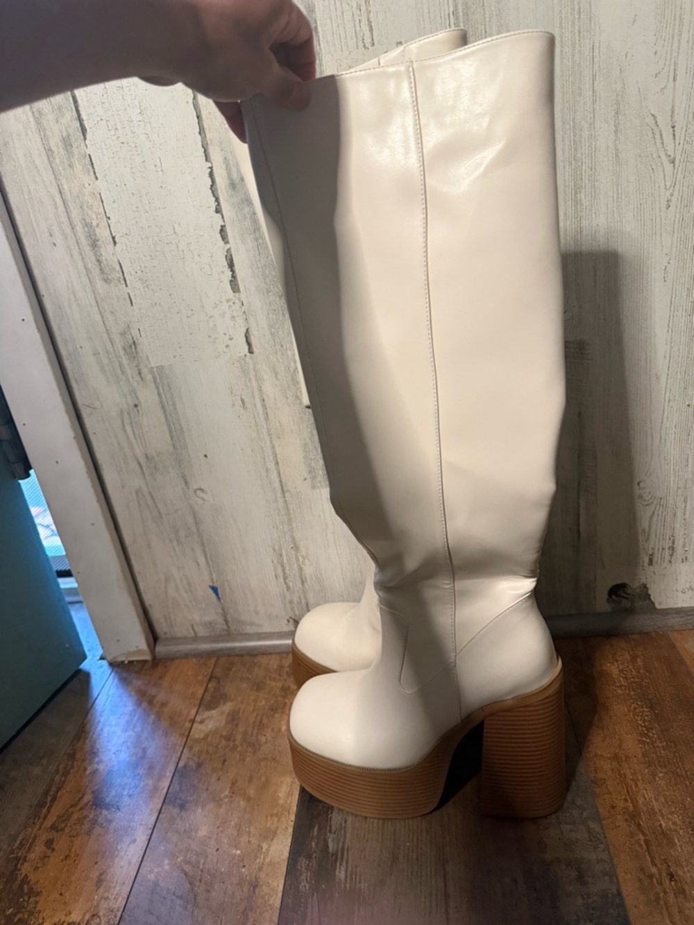 Urban Outfitters Cream Platform Over-the-Knee Boots - Picture 7 of 14